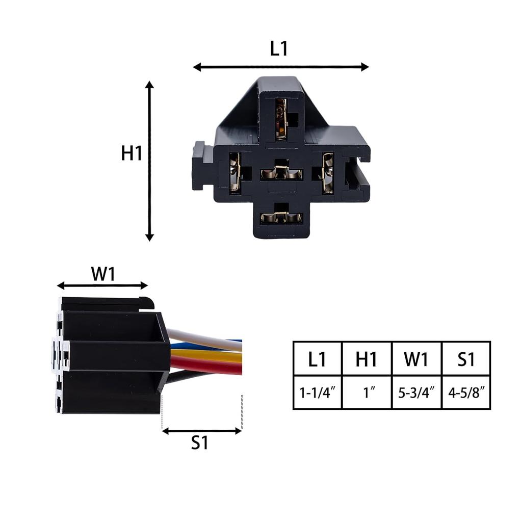 20-Pack - Compatible with  Style 12V DC 5-PIN SPDT Interlocking Relay Socket Harness Base with Wires