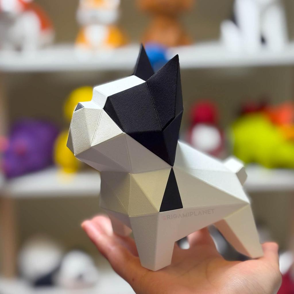 ORIGAMIPLANET Bulldog 3D Origami Bastelset für Erwachsene Einfache DIY Hunde Papier Skulptur 3D Niedliches Tier Handgemacht Heimdeko Kunst Heimdekoration Papierbasteln