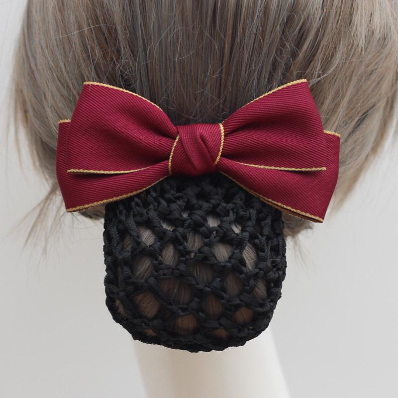 Women's Professional Hair Net Bow Clip for Work: Ideal for Hotel, Bank, Nurse, Flight Attendant, and Updo Styles.