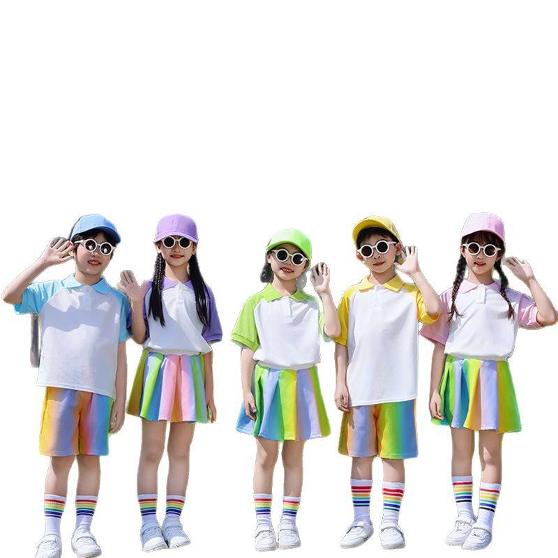 Children's Candy Color Cheerleading Outfit Set for Boys and Girls - Sports Class Uniform & Choir Clothing