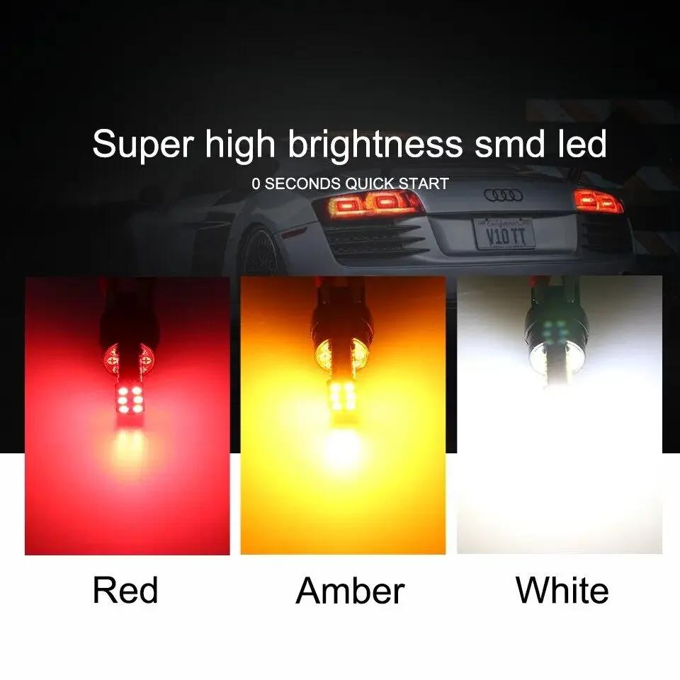 2pcs T20 7443 Led Brake Light Reverse Light Bulb Fit for Universal Car 7440 W21W W21/5W Amber Red Light 12V