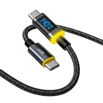 AOHI 140W USB C To USB C Cable with LED PD 140W Fast Nylon and Aluminum Data Compatible with MacBook Galaxy and Other Android Devices Display,