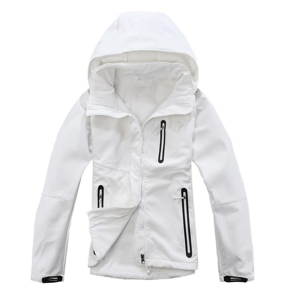 Sports & Outdoors Women Solid Color Waterproof Hooded Jackets Zip Climbing Coat