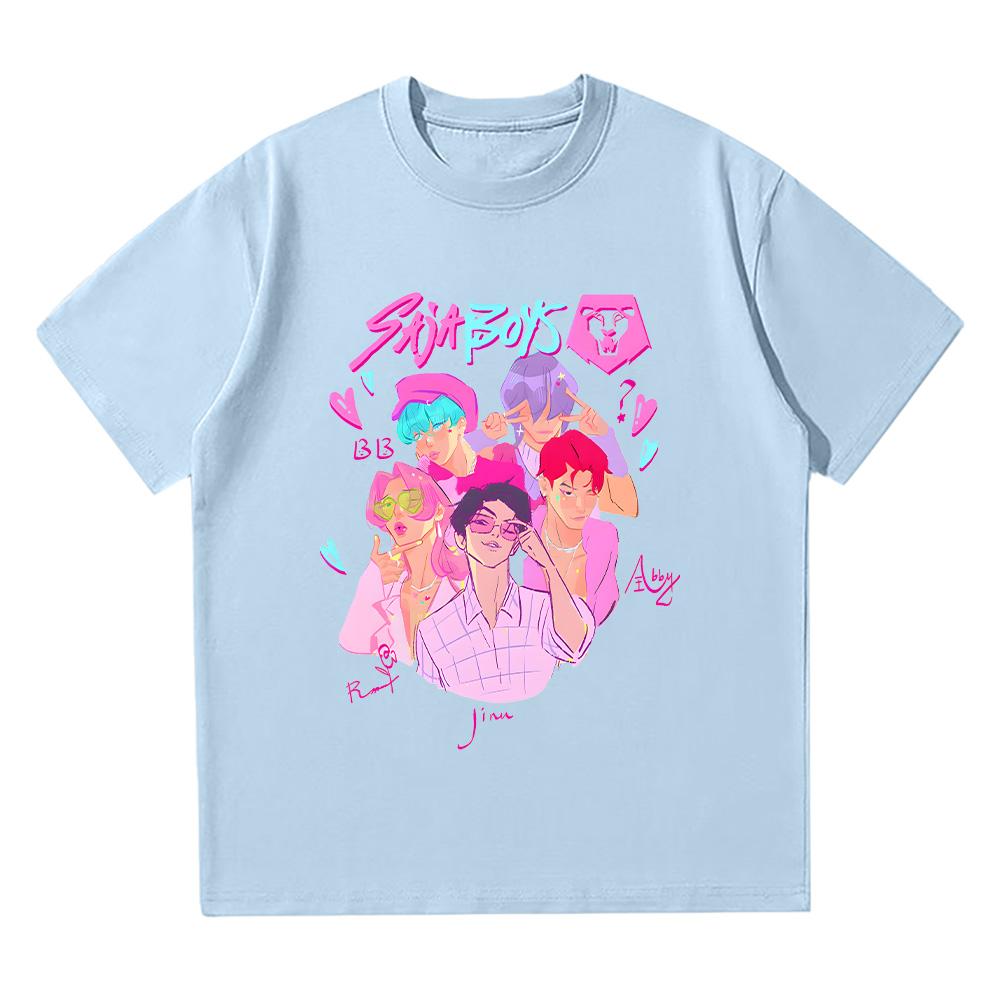 Saja Boys Boy Band T-shirt Kpop Demonkpop Demon Hunters Inspired Movie Tees Unisex Wysokiej Jakości Bawełniane T-shirty Odzież Modowa