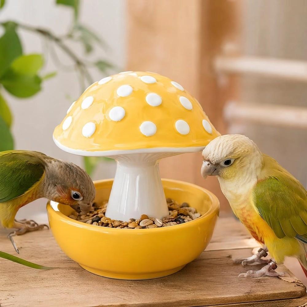 Resin Bird Feeder Bowl Anti Tip Parrot Food Container Practical Feeding Station Balcony