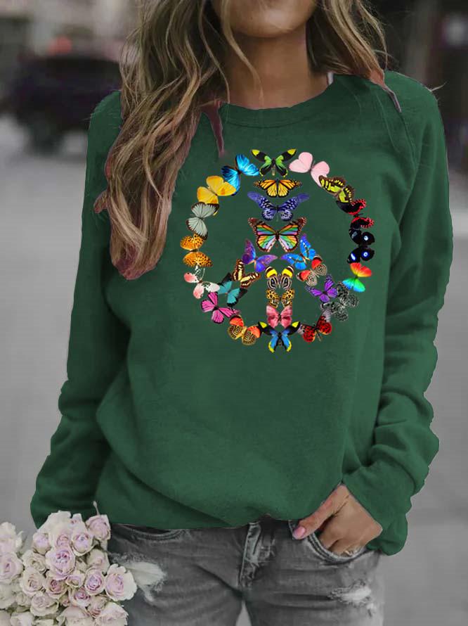 Women's Hippie Floral Print Round Neck Hoodie