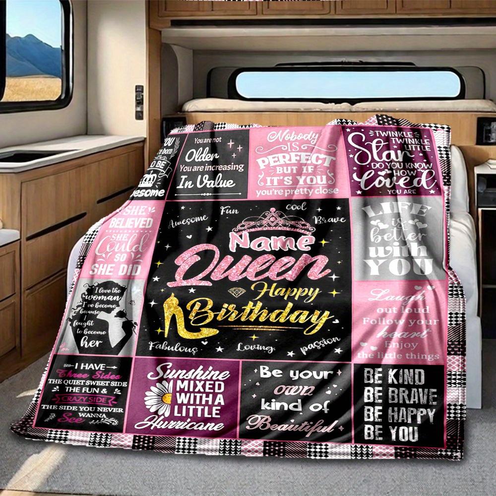 Birthday Queen Customize Your Name Rv Blanket Soft Cozy Lightweight Allseason Multipurpose Blanket For Travel Camping Picnic Sofa Rv Bed Living Room