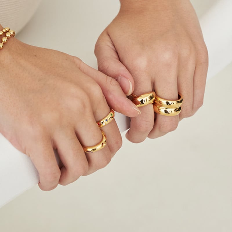 LAYERMOOD 23 Bold Double Ring-gold