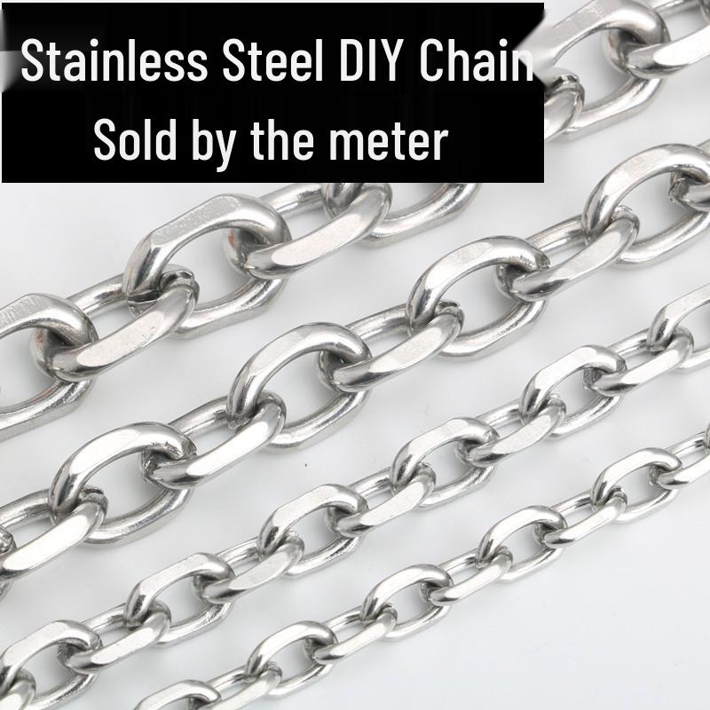 

Interlocking Titanium & Stainless Steel Chain Necklace 2mm Chain Width per Meter