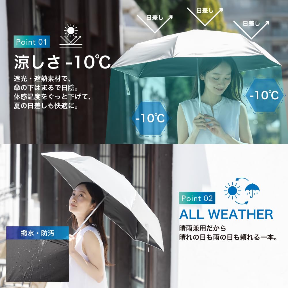 Tobest Folding Parasol with UV Automatic Light UV Suitable for Sun and Heatstroke for Men and Women Ultra-Lightweight Protection, 230g, White,