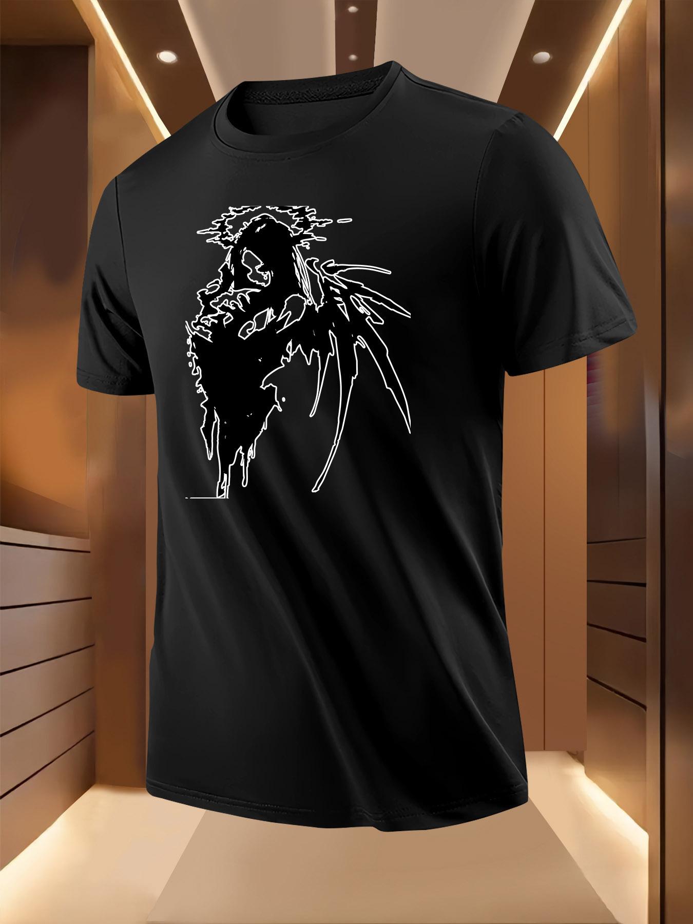 Gothic Angel Graphic Tshirt - Light Yellow Regular Fit Br... XXXXL