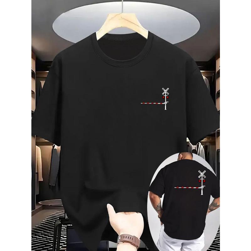 

European sizes Summer New Men s Casual T-shirt with Ribbed Crew Neck and Short Sleeves, Made of Knitted Fabric for Refreshing Comfort M чёрный