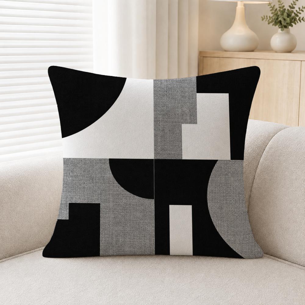 Pattern Modern Black And White Geometric Pattern Cushion Cover Soft Plush Fluffy Throw Pillow Cases For Sofa Bedroom Home Decor