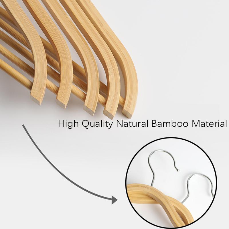 5PCS Bamboo Coats Hangers,Non-marking Suit Rack with Pants Bar for Closet Organizer,Smooth Non-Bulging Hanger for Clothes Shirts