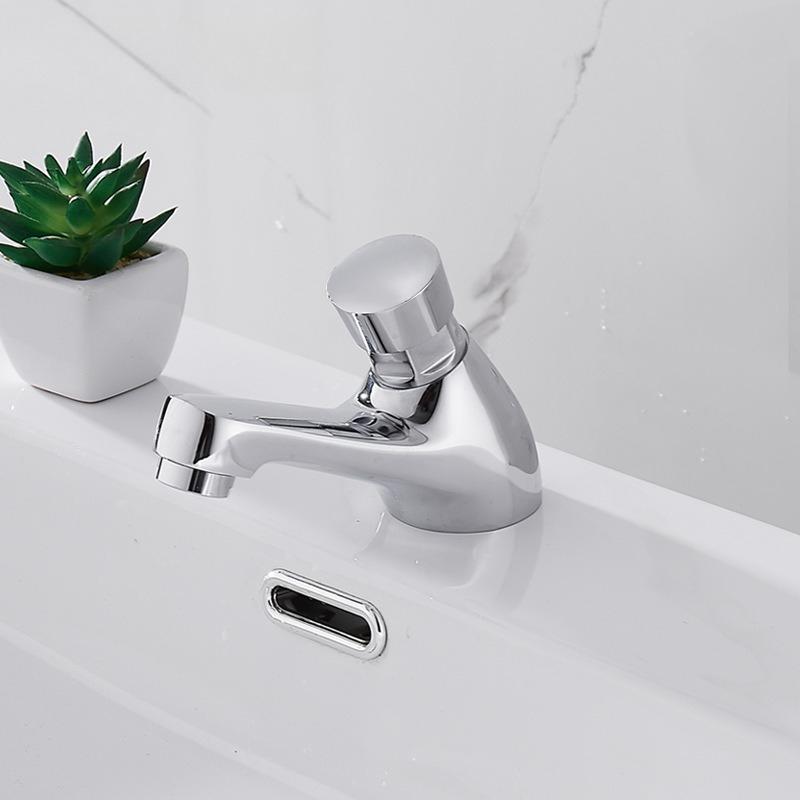 Public Kitchen Bathroom Time Delay Faucet Chrome Plated Self Closing Water Saving Faucets Basin Sink Taps Bathroom Faucet