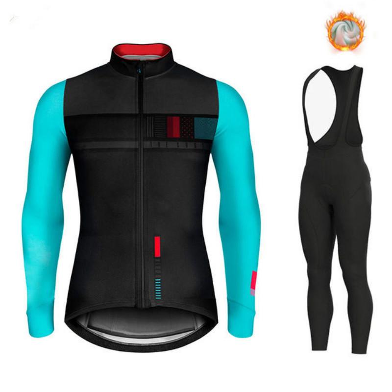 Warm 2024 Winter Thermal Fleece Cycling Men's Jersey Suit Outdoor Riding Bike MTB Clothing Bib Pants Set Spain Maillot Ciclismo