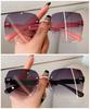 Fashion Rimless Beach Gradient Sunglass Original Lady Retro Branded Shades UV400 Eyeglasses
