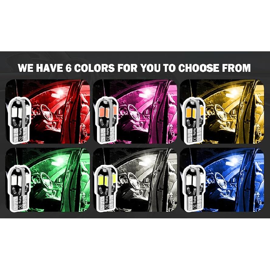 2/5/10/50/100 PCS T10 194 W5W LED Bulbs Car Interior Dome Maps Glove Box Trunk License Plate Lights 12V 5630-8SMD 6000K White Dome Lights 6
