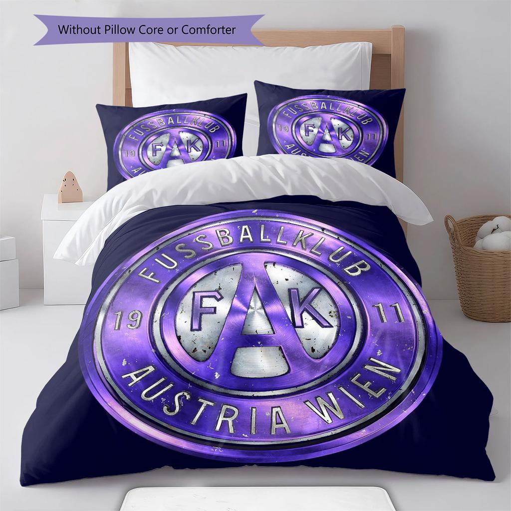 Austria Vienna Football Club Pattern Bedding,Quilt Set Quilt Cover Pillowcase Home Birthday Gift(1 * Duvet Cover + 2 * Pillowcase, Without Core)