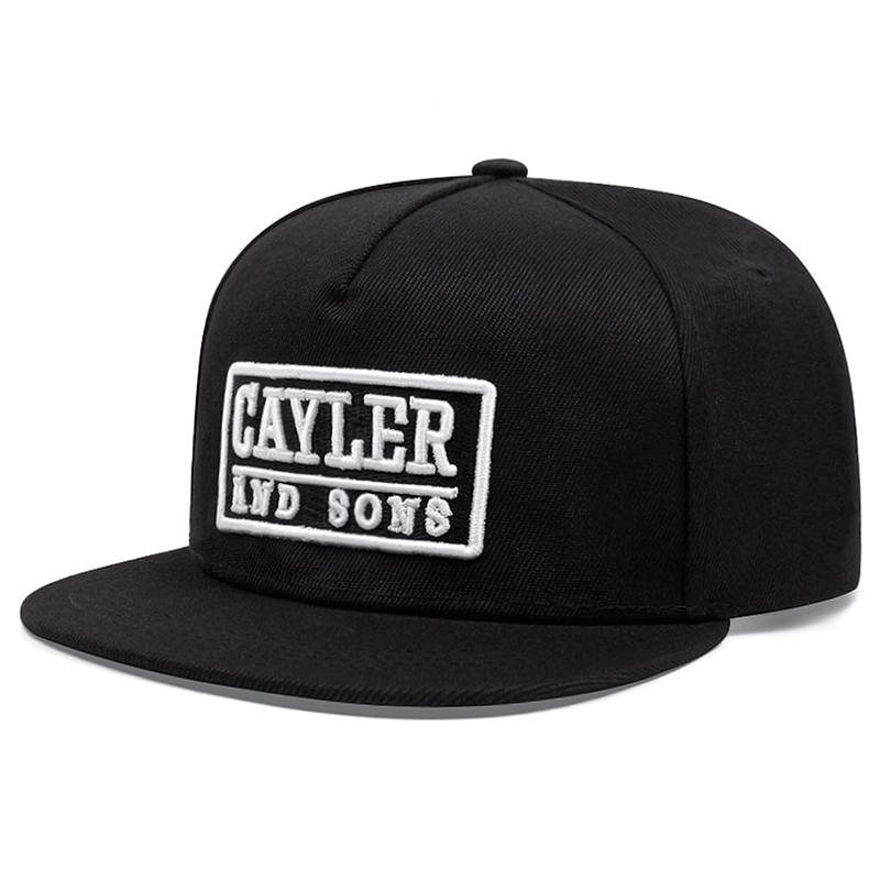 Kreative Mode Neuer Flacher Rand Hut Cayler Bestickter Street Hip Hop Skateboarding Hut Outdoor Sport Sonnenschutz Baseballkappe black