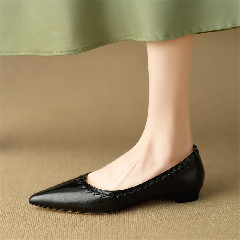 Fashion New Spring Summer Genuine Leather Woman Shoe Pointed Toe Women Pumps Low Heel Shoes for Women Zapatos Mujer Loafers Ladies Shoes