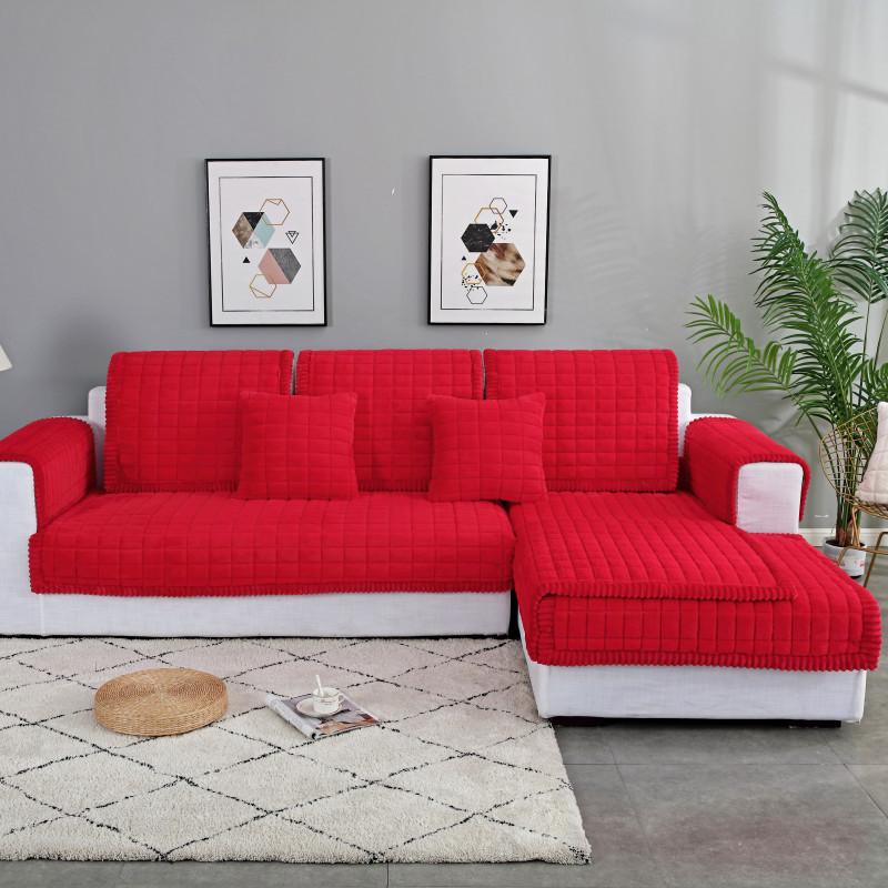 

Плюшевый утолщенный однотонный чехол для дивана в форме буквы L, чехол для дивана сзади с противоскользящими частицами, полотенце для кресла 70x70cm 1pc