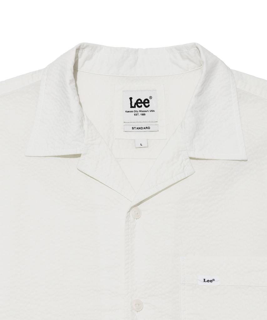 LEE Seersucker Open Collar Short Sleeve Shirt Ivory