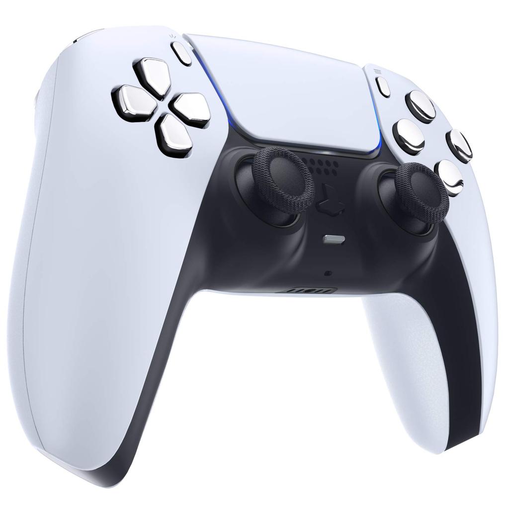 eXtremeRate Replacement for PS5 Controller Share Optional Face Chrome Full Button Set for PlayStation 5 Controller Not D-Pad (BDM-010 & 020), R1, L1,