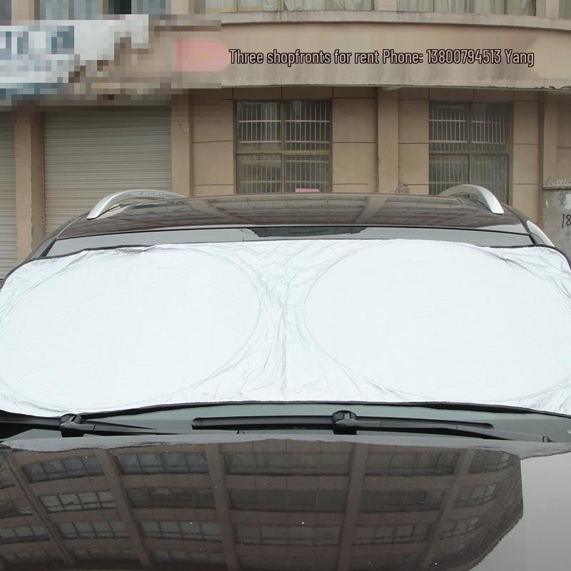 Parasole Universale a Doppio Anello Rivestito in Argento per Parabrezza Auto