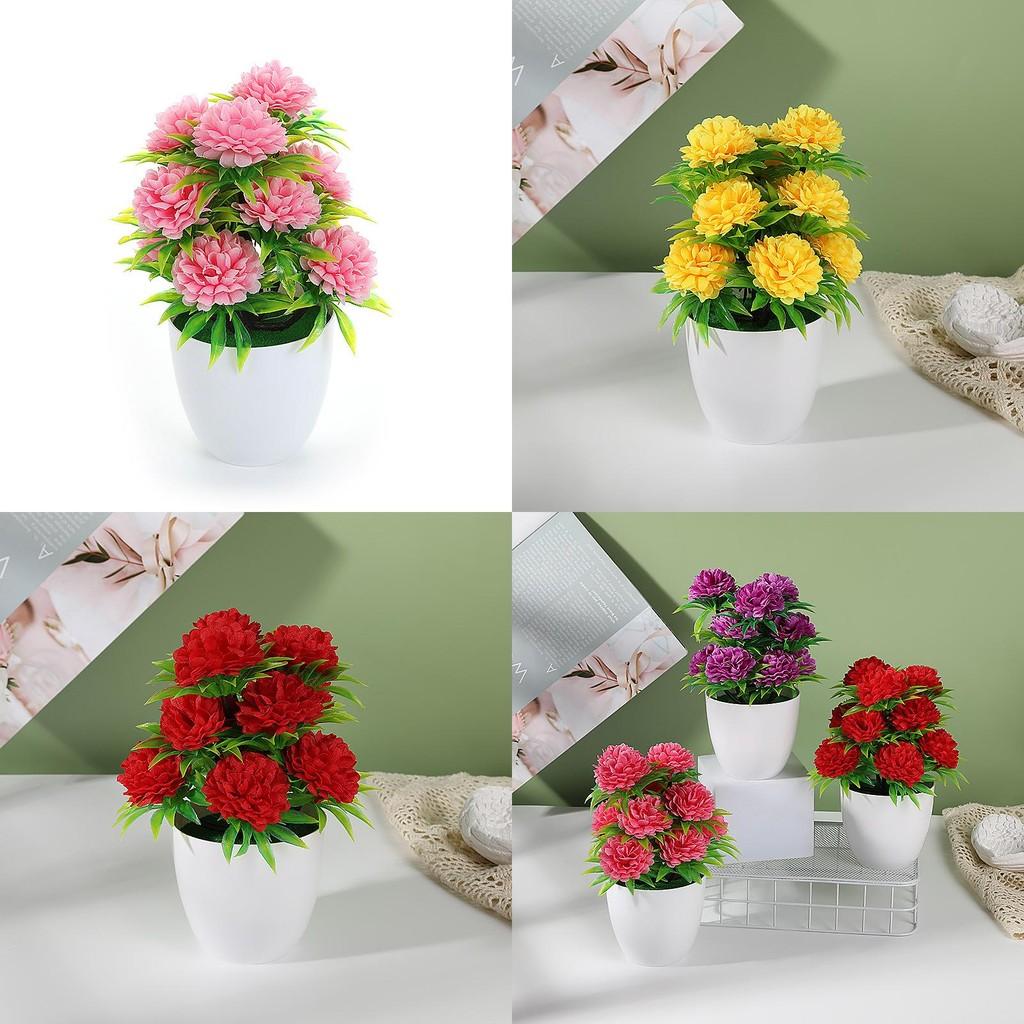 Künstlicher Blumentopf mit 12 Ballchrysanthemen zur Heimdekoration und als Geschenk