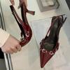 Luxury Brand Designer  Women Sandals Fashion Pointed Toe Metal Buckle Decoration Formal Wear Shoes Sexy Party Dress Women Pumps