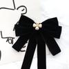 Rhinestones Black Ribbon Pin Velvet Ribbon Badge Brooch Simple Funerals Memorial Pin  Mourning