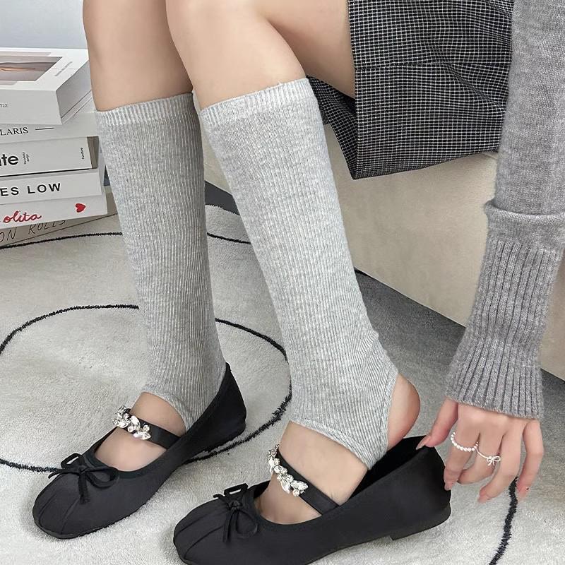 Limited Offer: Women's Autumn/Winter Vertical Stripe Slimming Stirrup Leg Warmers with Toe Separator