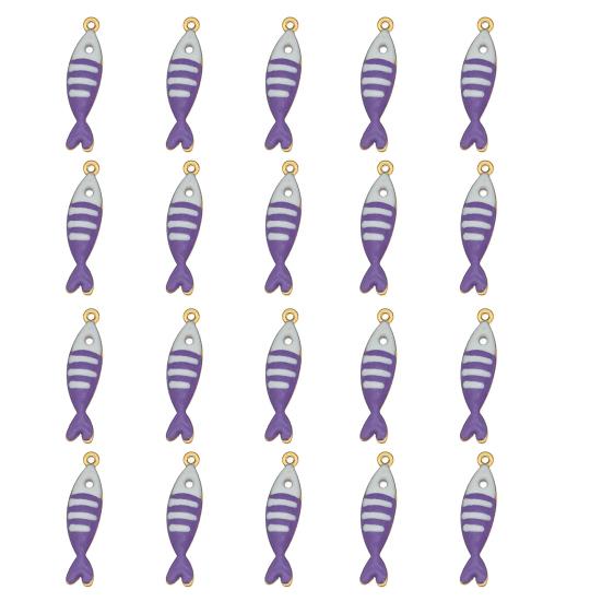 20Pcs Enamel Fish Charms Stainless Steel Fish Pendants Double-sided Striped Mini Fish Charms for DIY Jewelry Making Earring Necklace Bracelet Keychain