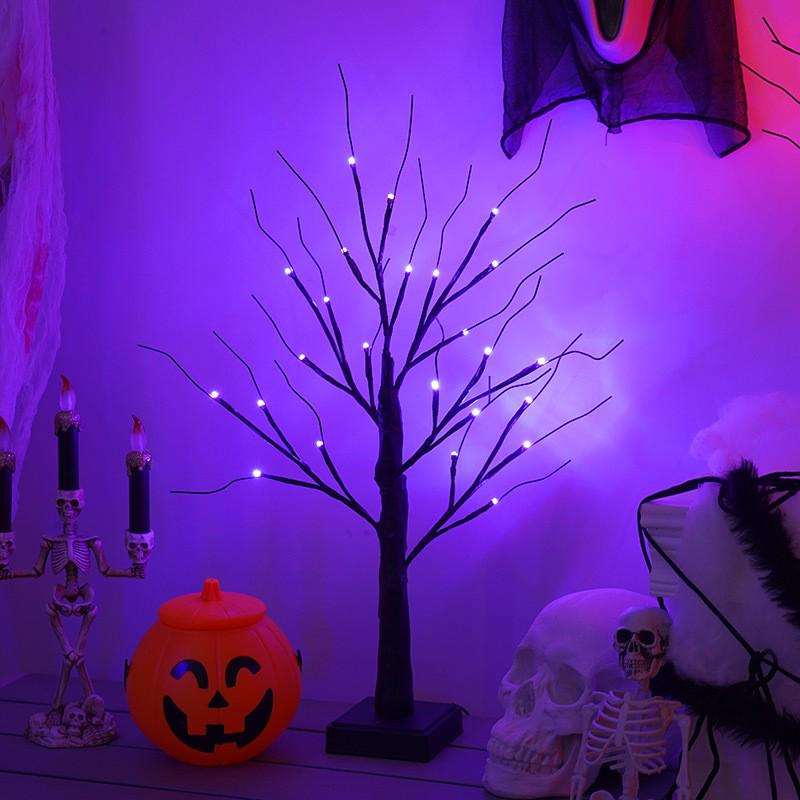 Purple Halloween LED Tree Lights for Home & Living Room Decoration - Ghost Festival Branch Lights
