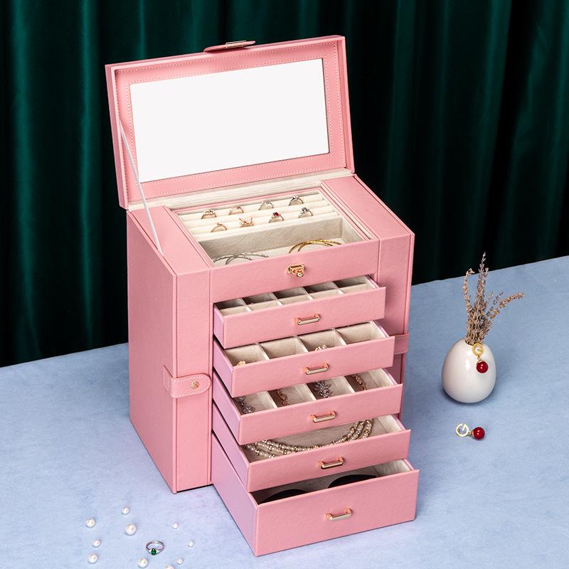Multilayer Portable Jewelry Box for Earrings, Rings, and Necklaces