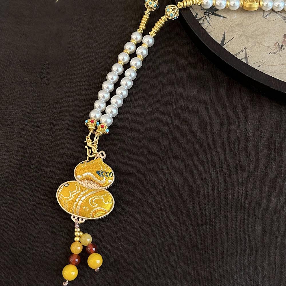 Beads Song Brocade Gourd Necklace Luxury Pearl Long Sweater Chain Women