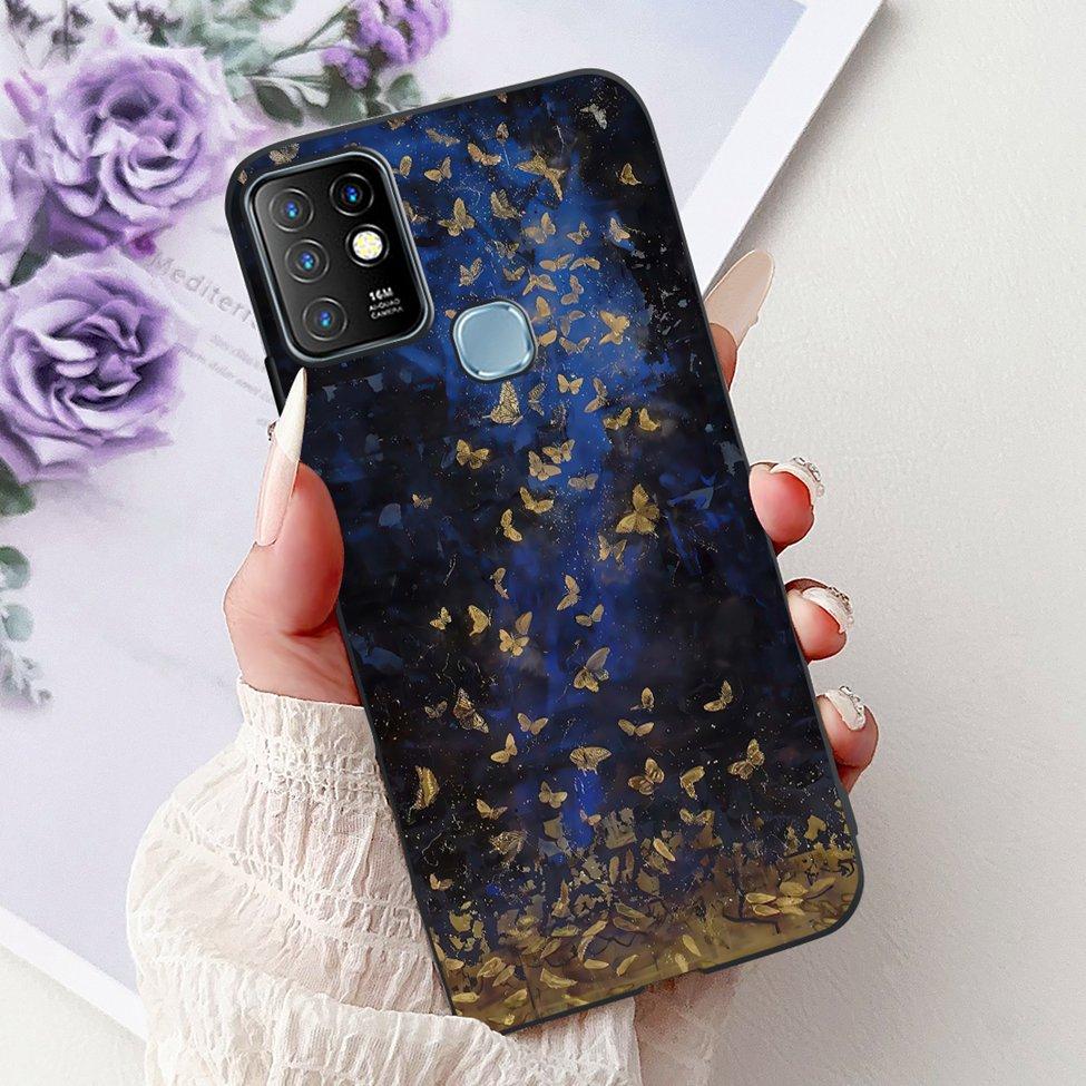 For Infinix Hot 10 Case Silicone Cute Cat Fashion Flowers Luxury Painted Back Cover For Inifnix Hot 10 Phone Case X682B X682C