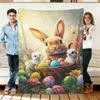Easter Bunny and Chicks Flannel Blanket Soft Cozy Throws Napping Travel Use