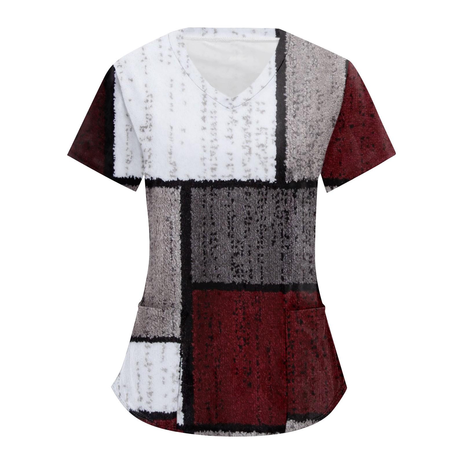 Женские топы с короткими рукавами и v-образным вырезом с принтом — фото 8