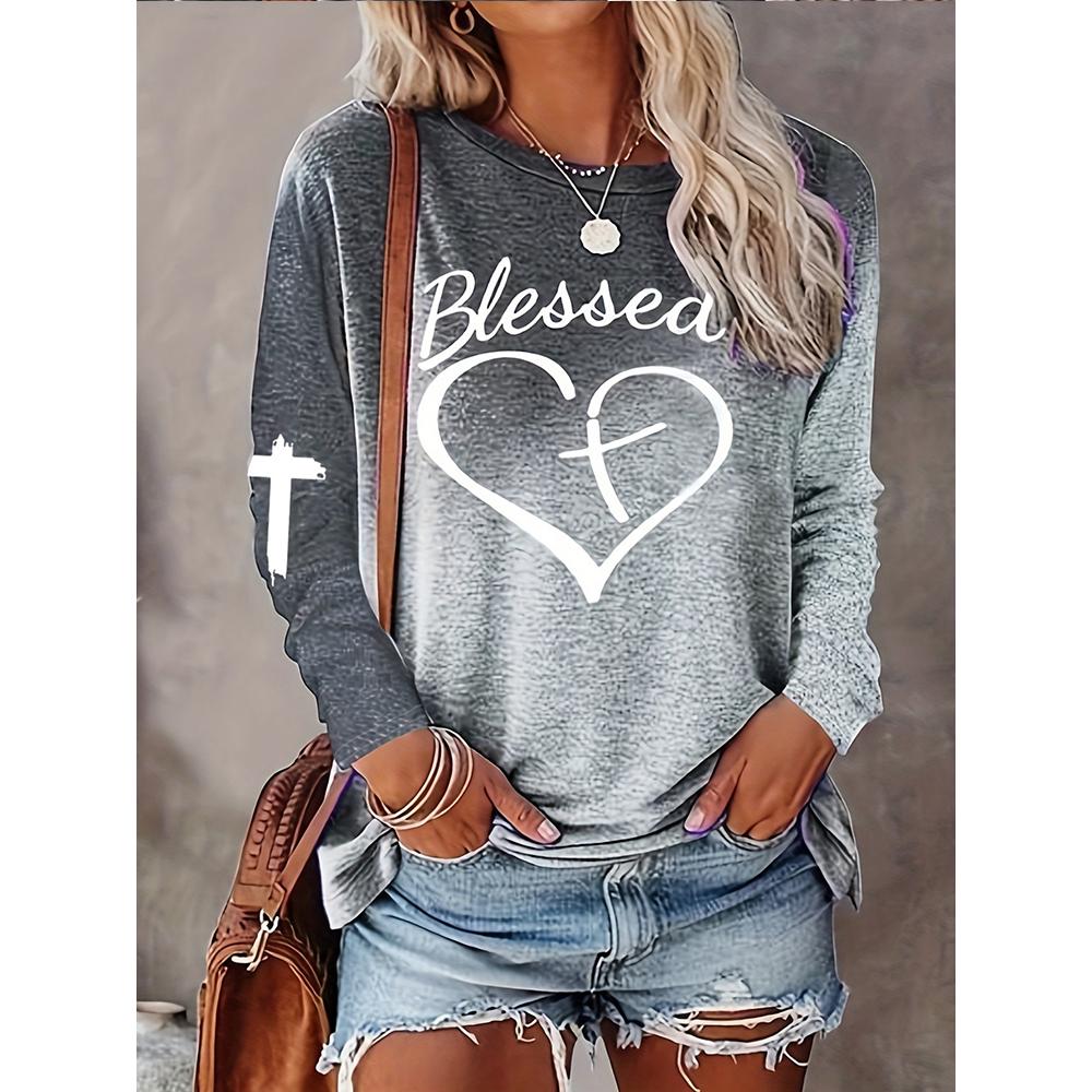 New 3D Heart Patterned Women's Long-Sleeved Round-neck T-Shirt Women's Urban Fashion Long-Sleeved Top For Autumn And Winter