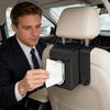 Car Seat Back Tissue Box Holder Leather Drawer Box Facial Paper Organizer Multifunctional Double Hook Tissue Box Interior