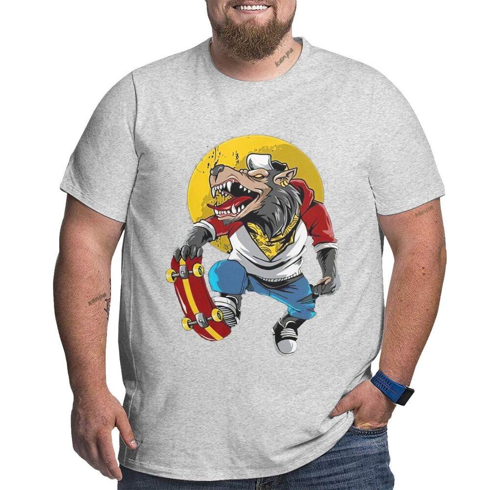 

Футболка из 100% хлопка с 3D волком и розой, мужская летняя забавная мужская футболка с волком, повседневные белые рубашки в стиле хип-хоп с животными XXXL серый