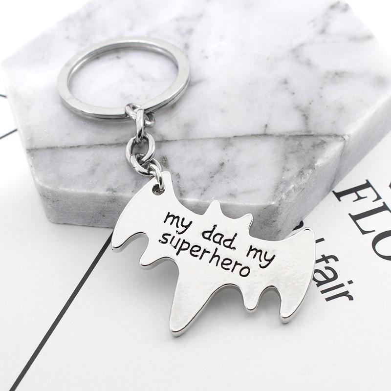 Cartoon  keychain lettering my dad my super hero superhero keychains for father's day gift