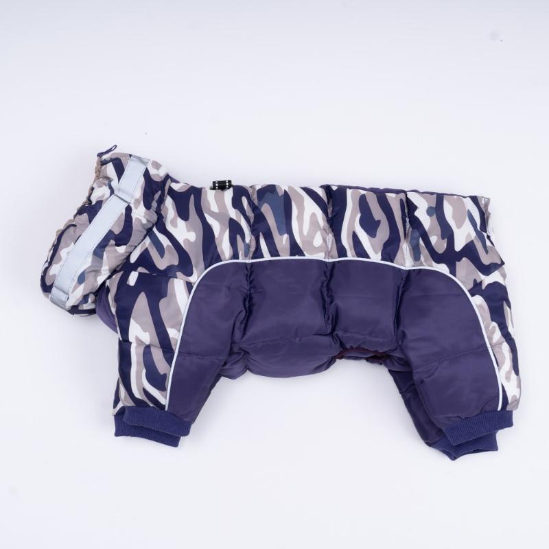 Winter Pet Dog Camouflage One-piece Four-legged Suit Waterproof Dogs Thicken Cotton Clothes with D-ring Outdoor Pet Walking Coat