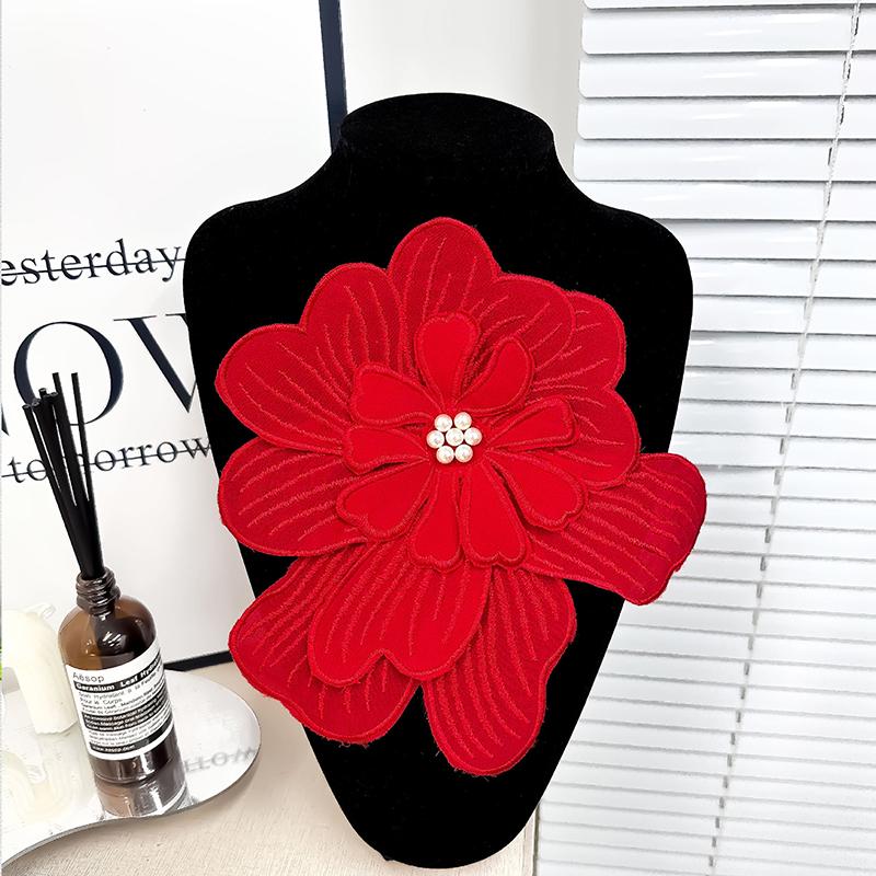 Meerlaagse driedimensionale geborduurde bloem met kralen en kralen, corsage, bloembroche voor dames, speldjes met kantbloem