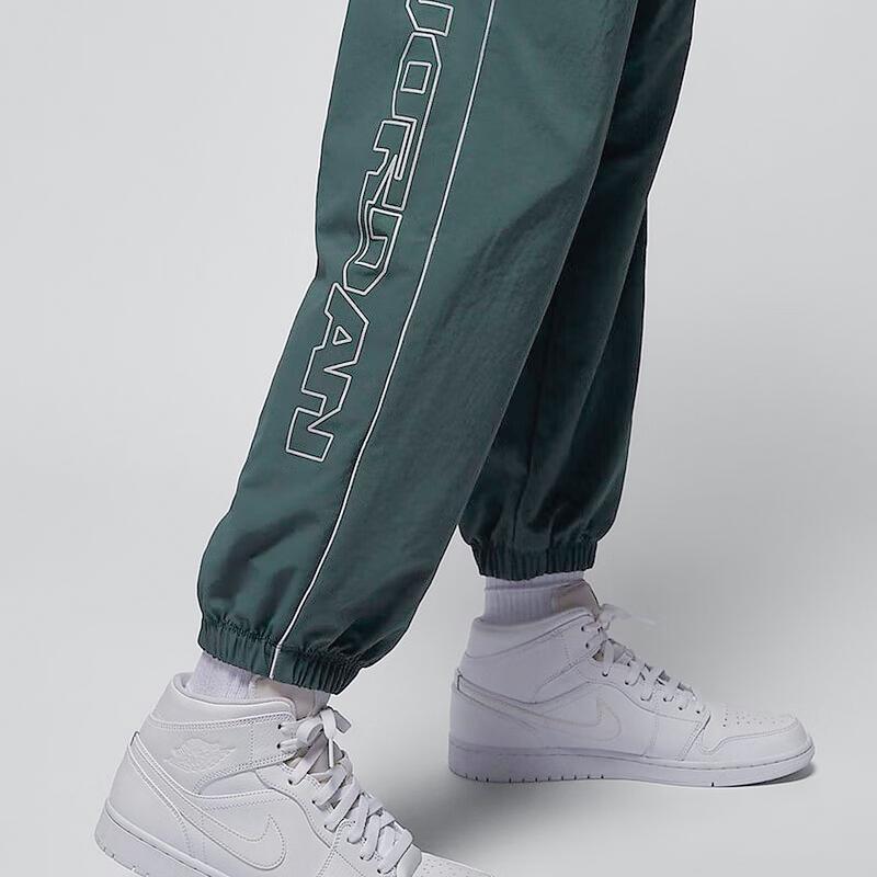 Jordan Retro Sports Side Letter Pattern Design Versatile Mid-Waist Tapered Knit Joggers Men Joggers Peacock-Green FV7226-366