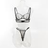 French Leopard Print Mesh Push-up Bra and Panty Lingerie Set