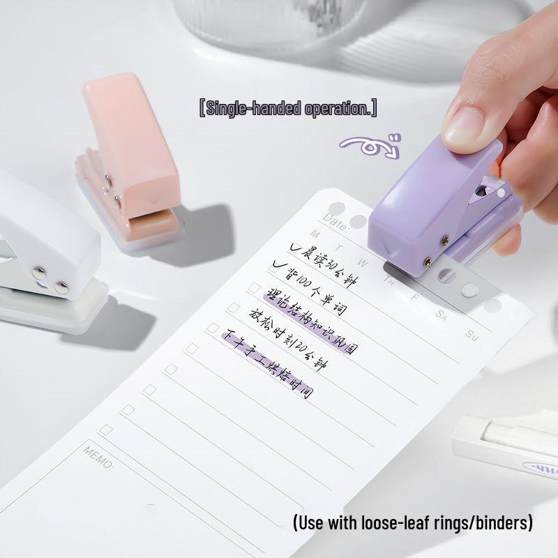 Compact Single Hole Punch for Loose Leaf Binder - Student Stationery Tool