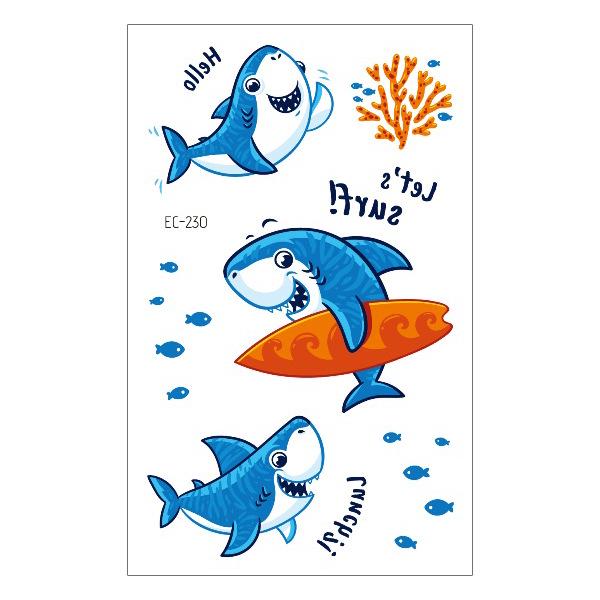 Waterproof Children's Pirate Shark Tattoo Stickers - Birthday Party & Cartoon Design